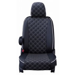 シートカバー 全席セット アトレーワゴン/ディアスワゴン キルト ブラック×ホワイトステッチ 15EDA0666K