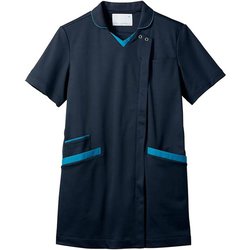 スクラブ(レディス・半袖) M ダークネイビー/ターコイズ 73-2283
