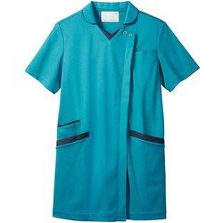 スクラブ(レディス・半袖) M ターコイズ/ネイビー 73-2284