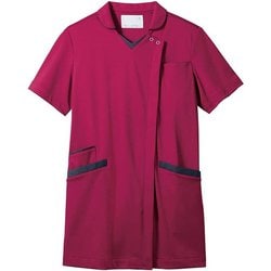 スクラブ(レディス・半袖) M バーガンディ 73-2288