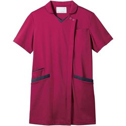 スクラブ（レディス・半袖） L バーガンディ 73-2288