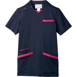 スクラブ(兼用・半袖) M ダークネイビー/バーガンディ 72-1382