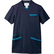 スクラブ(兼用・半袖) 3L ダークネイビー/ターコイズ 72-1383
