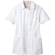 ナースジャケット(レディス・半袖) S オフホワイト×ピンク LW811-12