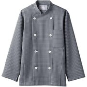 コックコート(兼用・長袖) LL 黒チェック 6-491