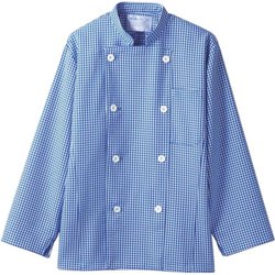 コックコート(兼用・長袖) LL 青チェック 6-495