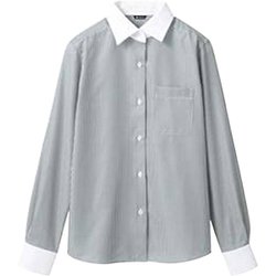 シャツ（レディス・長袖） 15号 グレーストライプ BV2201-6