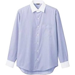 シャツ（メンズ・長袖） L ブルーストライプ BV2571-4