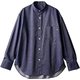 ワイドシャツ 兼用 長袖 M ネイビー BW2503-9