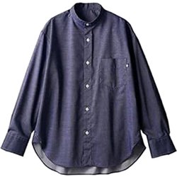 ワイドシャツ 兼用 長袖 M ネイビー BW2503-9