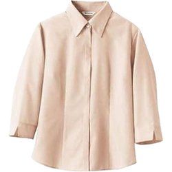 シャツ レディス 7分袖 9号 ベージュストライプ MC7237