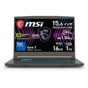 ゲーミングノートパソコン/15.6型/Core 7 プロセッサー 240H/GeForce RTX 4050 Laptop GPU/メモリ 16GB/SSD 1TB/Windows 11 Home/コスモスグレイ Thin-15-B2RVE-6959JP