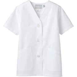 調理衣 レディス 半袖 S 白 1-412