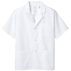 調理衣 メンズ 半袖 L 白 1-802