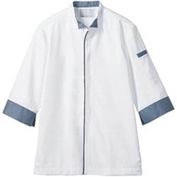 調理コート（兼用・7分袖） LL 白/ブルーチェック 2-683