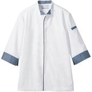 調理コート(兼用・7分袖) 3L 白/ブルーチェック 2-683