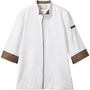 調理コート(兼用・7分袖) 3L 白/ブラウンチェック 2-687