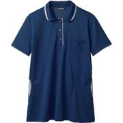 ニットシャツ(レディス・半袖) 3L ネイビー/ブルー 32-0009