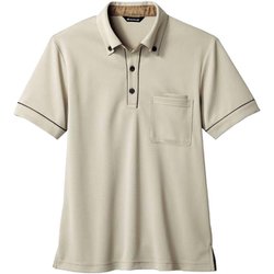 ニットシャツ（男女兼用・半袖） M ベージュ/ブラウン 32-5007