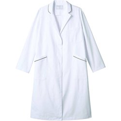 ドクターコート（レディス長袖シングル M 白/ネイビー 71-099