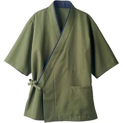 はっぴ（兼用・7分袖） M 鶯/紺 3-524