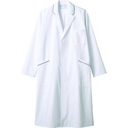 ドクターコート（メンズ長袖シングル） L 白/ネイビー 71-699
