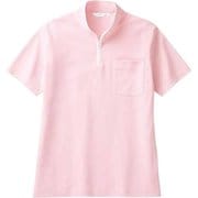 ジップポロシャツ(男女兼用・半袖) L ピンク/白 72-424