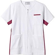 スクラブ(男女兼用・半袖) 6L 白/バーガンディ 72-642