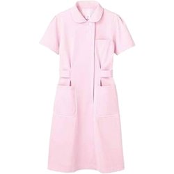 ナースワンピース（半袖） 9L ピンク/白 73-1434