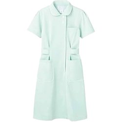 ナースワンピース（半袖） S ミント/白 73-1438