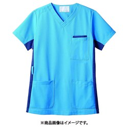 スクラブ（男女兼用・半袖） 4L コバルトブルー/ネイビー 72-913