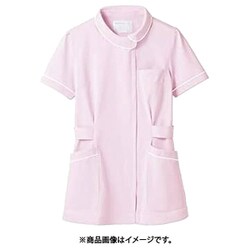 ナースジャケット（半袖） S ピンク/白 73-1484