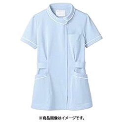 ナースジャケット（半袖） S サックス/白 73-1486