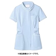 ナースジャケット(半袖) LL サックス/白 73-1486