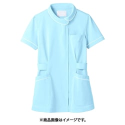 ナースジャケット（半袖） 4L サックス/白 73-1486