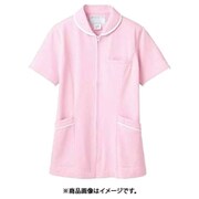 ナースジャケット(レディス・半袖) M ピンク/白 73-1564