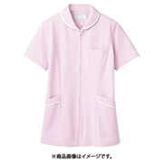 ナースジャケット(レディス・半袖) L ピンク/白 73-1564