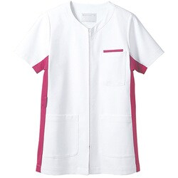 レディスジャケット（半袖） 5L 白×バーガンディ 72-392