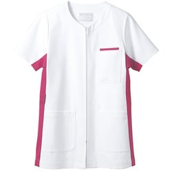 レディスジャケット（半袖） 6L 白×バーガンディ 72-392