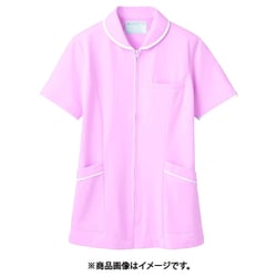 ナースジャケット（レディス・半袖） 9L ピンク/白 73-1564