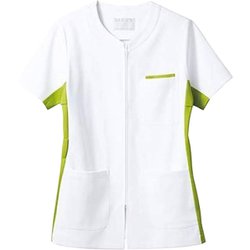 レディスジャケット(半袖) 3L 白×グリーン 72-394