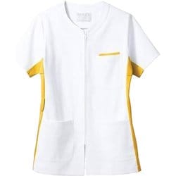 レディスジャケット(半袖) L 白×イエロー 72-395