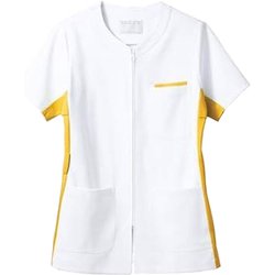 レディスジャケット(半袖) 9L 白×イエロー 72-395