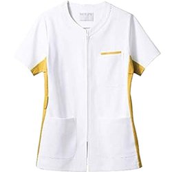 レディスジャケット（半袖） SS 白×イエロー 72-395