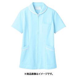 ナースジャケット(レディス・半袖) 8L サックス/白 73-1566