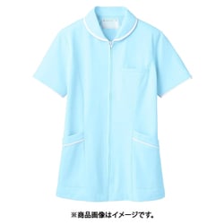 ナースジャケット(レディス・半袖) 9L サックス/白 73-1566