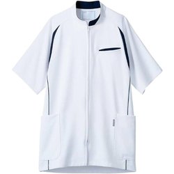 アシックス ジャケット（メンズ・半袖 S ホワイト×ネイビー CHM552-0109