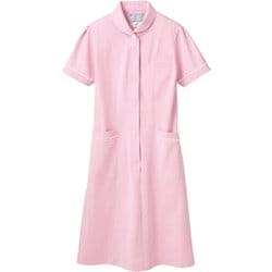 ナースワンピース（半袖） M ピンク/白 73-1684