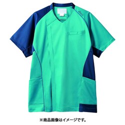 スクラブ（メンズ・半袖） L ターコイズ×ブルー CHM855-43