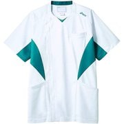 スクラブ(メンズ・半袖) LL ホワイト×ターコイズ CHM857-14